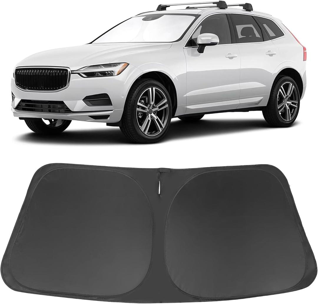 Windshield Sun Shade Custom Fit for 2018-2023 2024 2025 2026 Volvo XC60 Accessories Foldable Sunshade Sun Blocker Protect Car from Sun Rays & Heat Damage Keep Car Cooler
