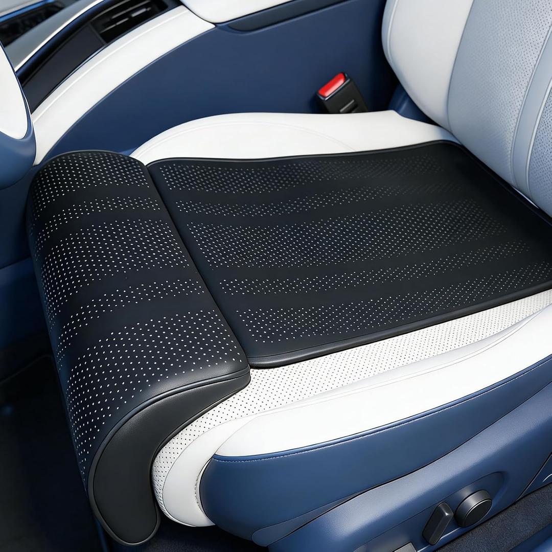 Car Seat Leg Extender Cushion, Memory Foam Under-Thigh Support for Drivers | Car Seat Extender Leg Support, Breathable PU Leather, Non-Slip Fit for Driver Seats & Office Chairs, Long Drives & Road Trips