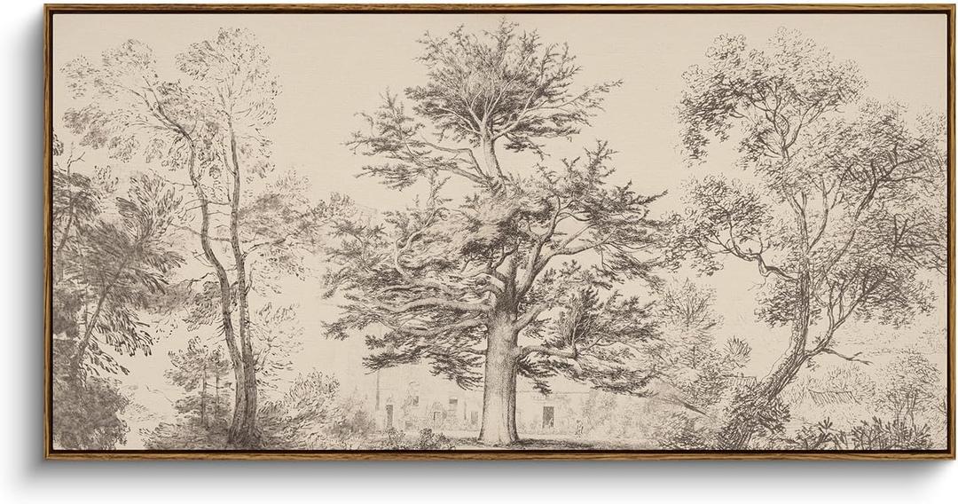 InSimSea Extra Large Framed Vintage Wall Art, Sketch Tree Prints,24x48inch