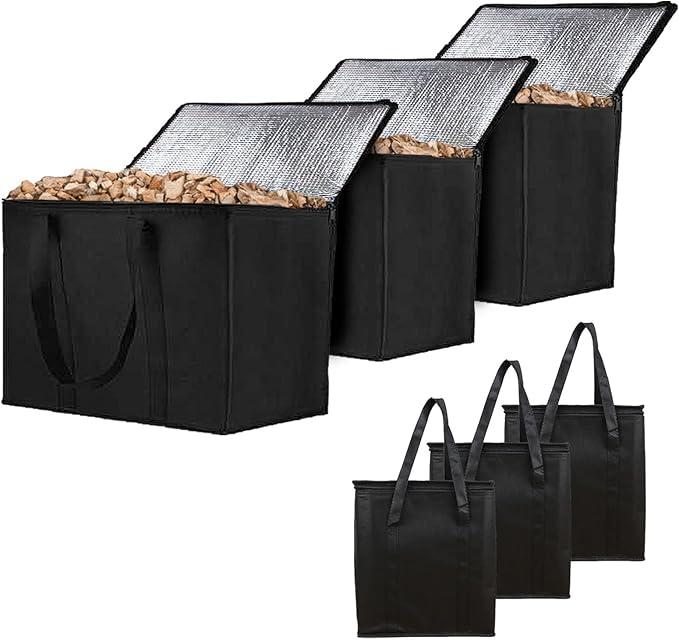 Wood Pellet Storage Container 3 Pcs Black