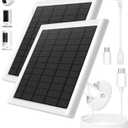 8W Solar Panel for Ring Camera, 2-Pack Solar Panel Charger Compatible with Ring Stick Up Cam Battery, Spotlight Cam Battery, Includes Barrel Plug to USB-C Adapter, IP65 Waterproof, 10ft Cable (White)