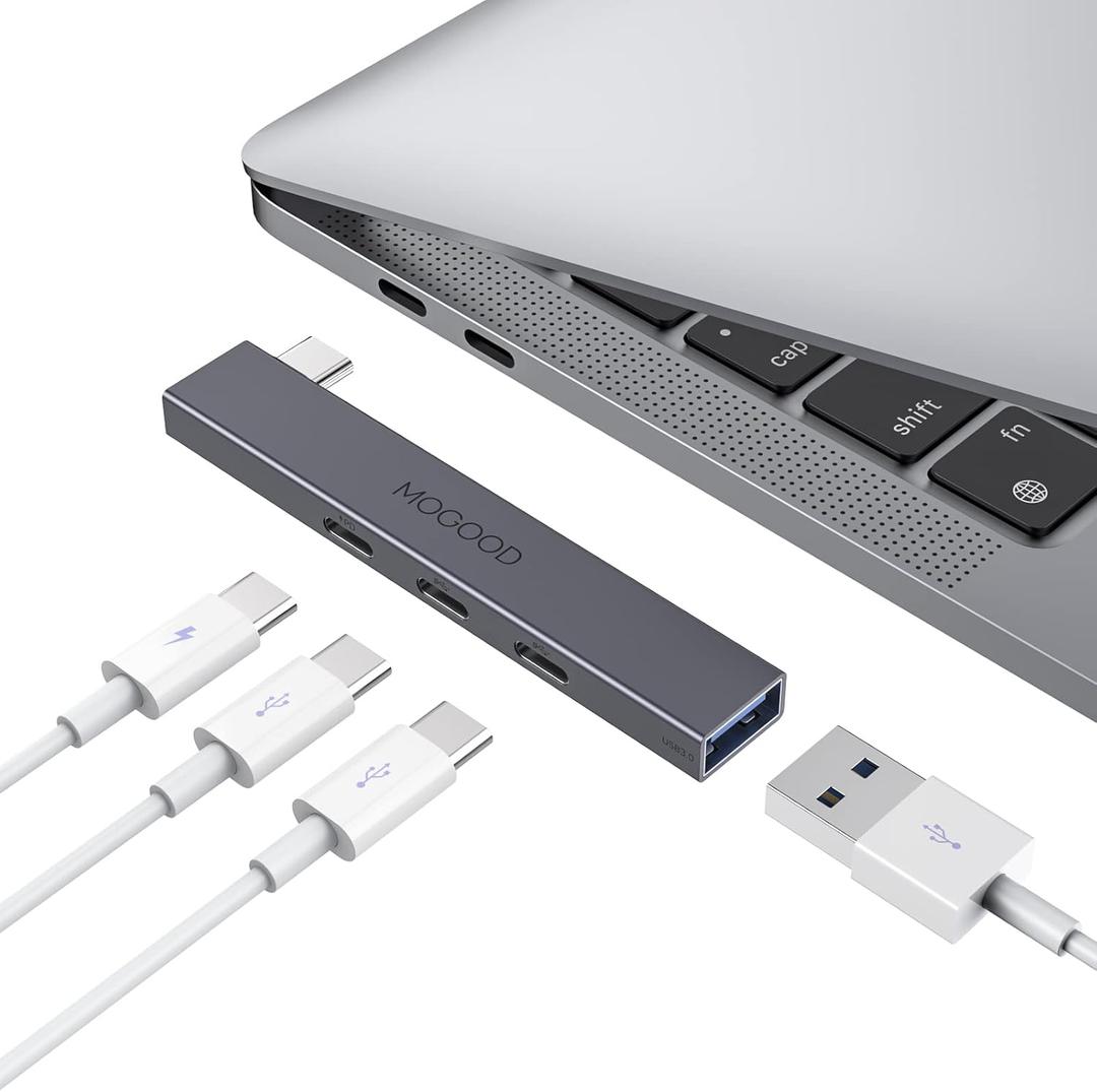 USB C Hub USB C Splitter for Laptop(Monitor NOT Supported),Type C Multiport Adapter with 60W Power Delivery for MacBook Quest3(Would't Charing Over 60W)