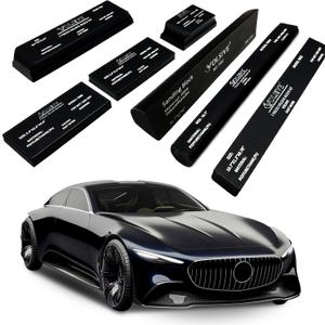 Hand Sanding Block Set of 7, PSA Base Auto Body Sanding Block Kit with Long Panel Sander, Flexible for Automotive Paint and Woodworking Sand Furniture, Black