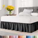 Wrap Around Dust Ruffle Bed Skirt - Black - for Twin Size Beds w/ 14 Inch Drop - Easy Fit Elastic Strap - Adjustable Pleated Bedskirt w/Brushed Fabric, Wrinkle & Fade Free Women, Men, Kids & Teens