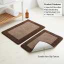 2-Piece Plush Memory Foam Bathroom Rug Set - Non-Slip, Soft absorbent microfiber Bath Mat Set in Chocolate Brown & Tan 20" x 32", Non Slip Indoor Door Rug, Absorbent Entrance Runner Rug for Bedroom, Hallway, Bathroom, Floor