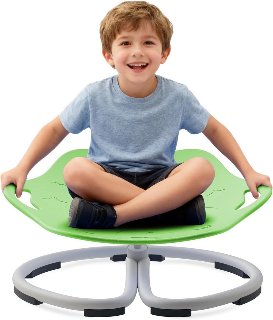 Spinning Chair for Autistic Kids, Sensory Swivel Chairs, Sit and Spin Sensory Toys with Grippable Handle Design, Trains Body Coordination, Autism ADHD Chairs Indoor Outdoor Play Equipment (Green)