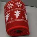 Knit Christmas Tree Collar for 5-9 FT Trees, Adjustable 23-30 Inch Tree Skirt with Snowflake & Christmas Tree Pattern, Decorative Xmas Base Cover, Red