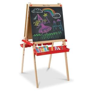 Melissa & Doug Deluxe Magnetic Standing Art Easel with Chalkboard, Dry-Erase Board, and 39 Letter and Number Magnets - FSC Certified