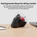 MicroPack Ergonomic Wireless Mouse with Trackball and 5 Adjustable DPI, Easy Thumb Control, Precise & Smooth Tracking. Update Bluetooth Medium-Sized Right Hand Mouse for Laptop, PC, Mac, Windows