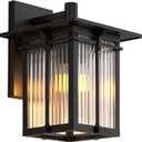 Modern Outdoor Wall Light for House, Outdoor Lighting Fixtures Wall Mount with Ribbed Glass, Soptted Black Aluminum Exterior Wall Lantern for Front Porch Garage Patio (10.2''H, 1 pc)