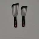 Beijiyi 2-Piece Fish Spatulas Silicone Heat Resistant, Kitchen Spatula Set for Non Stick Frying Pan, Slotted Flexible Fish Turner Cooking Utensils, Large 12.3 In, Small 10.6 In, Black Silicone Edge