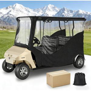 Golf Cart Enclosure, 4 Passenger Drivable Rain Cover for Club Car DS & Precedent, 600D Waterproof Oxford with Extended Roof & 4-Sided PVC Windows, Roll-Up Windshield