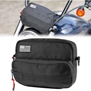 KEMIMOTO Motorcycle Bag, Handlebar Tool Bag Storage Accessory Saddlebag Universal for Front Fork Handle Bar Sissy Bar Compatible with Cruiser Softail Dyna Sportsters