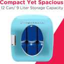 Frigidaire Retro Mini Portable Compact Personal Fridge, 9 Liter Capacity Chills 12 Cans, 100% Freon-Free & Eco Friendly, Includes Plugs for Home Outlet & 12V Car Charger - Blue, standard