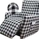 NILUOH Stretch Recliner Cover 4 Pieces Electric Power Lift Recliner Chair Cover Reclining Couch Cover Anti-Slip Fitted Furniture Protector with Side Pocket