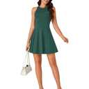 LYANER Women's Tank A Line Mini Dress Sleeveless Flared Swing Cocktail Party Mini Short Dress Dark Green# XX-Large