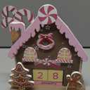 Pastel Wooden Christmas Countdown Advent Calendar Candyland Gingerbread House with Wood Blocks Day Until Christmas Countdown Tabletop Calendar Decor Xmas Number Sign for Home Office Decor