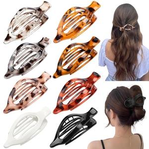 8 Pcs Flat Hair Clips for Women, French Large Flat Claw Clips for Women, Strong Hold Tortoiseshell Hair Claw for Thick Thin Hair 2 Pack