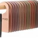 Patelai 14 Pcs Blank Wooden Clothing Rack Divider with Marker Pen Closet Blank Organizers Hanger Separators Hanging Closet Divider for Home Nursery Clothes(Earth Colors,Round Top)
