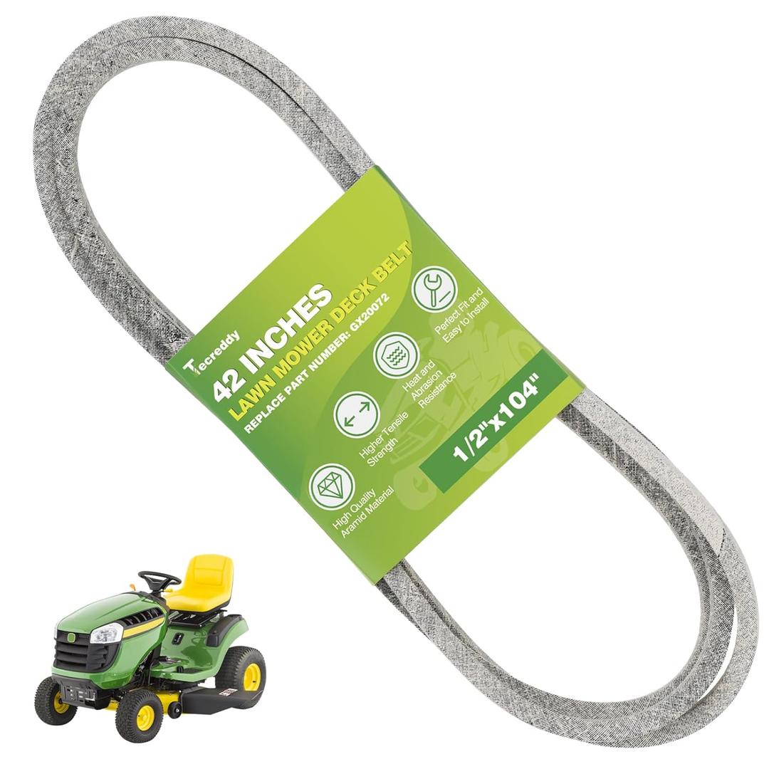 GX20072 Mower Deck Belt Compatible with John Deere 42 inch L110 D110 D130 100 Series Lawn Mower GY20570 - Aramid Cord, 1/2" X 104"