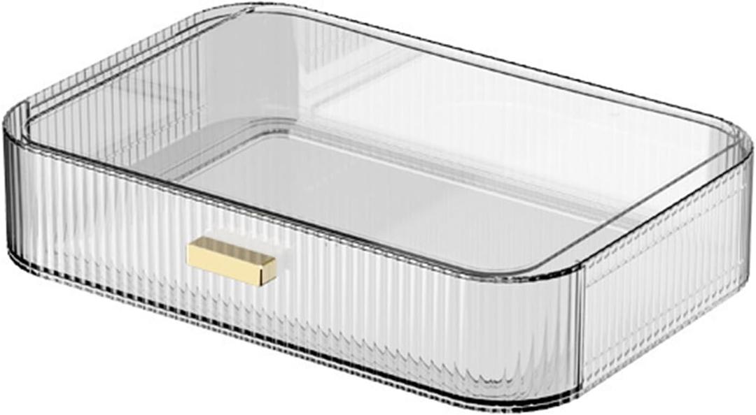 Makeup Organizer with Drawers, Stackable Cosmetics Organizer, Large Make Up Organizer Storage Box, Ideal for Bathroom Countertop and Desk (1 x Drawer, Clear)