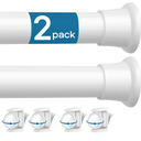 2PCS Spring Tension Curtain Rods 26 to 48 Inch White Spring Curtain Rod Short Curtains Rod Tension Small Curtains Rods for Window, (With Two Set Rod's Holder