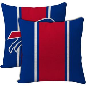 2pcs Football Style Throw Pillow Covers 18 x 18 Inch Linen Material Pillow Case Decoration for Buffalo Home Sofa Couch