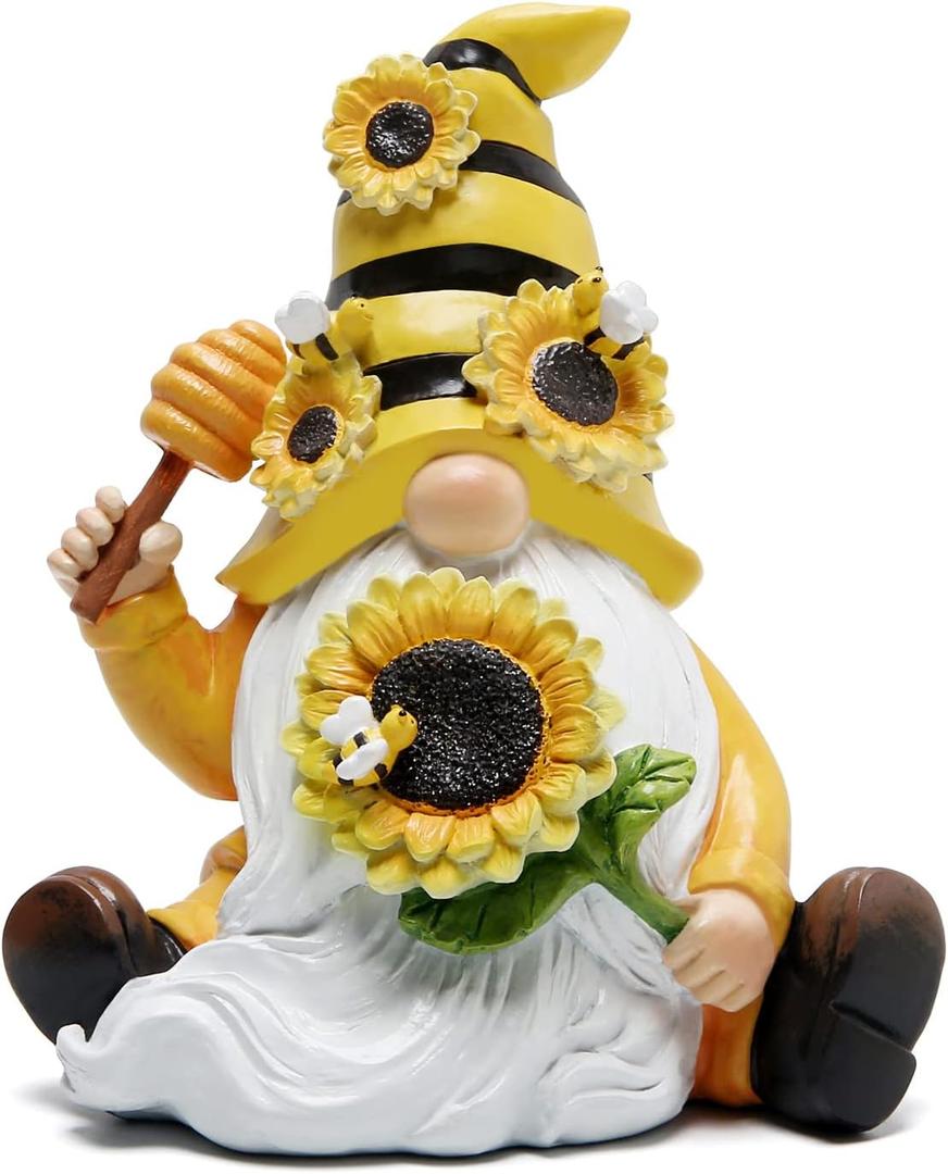 Hodao Bumble Bee Spring Gnome Decorations for Porch, Garden Yard Honey Elf Ornaments World Bee Day Decorations Gifts for Outdoor Garden Decor Birthday Gifts for Mom, Grandma, Women (Yellow)