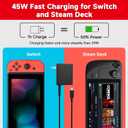 Charger for Nintendo Switch, 45W AC Adapter Fast Charging with 5ft Detachable USB C Cable, Compatible with Switch/OLED/Lite, Steam Deck, Support TV Mode, Original Quality