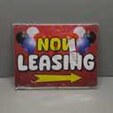 Ripeng 3 Pcs Leasing Double Sided Yard Signs with Arrow 16 x 12 Inch Yard Signs with Stakes for Outdoor Office Retail Store Restaurant Bar Hotel (Now Leasing)