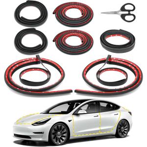Car Weather Stripping for Tesla Model 3, Soundproof Seal for Wind Noise Reduction, Door & Trunk & A/B Pillar Rubber Seals