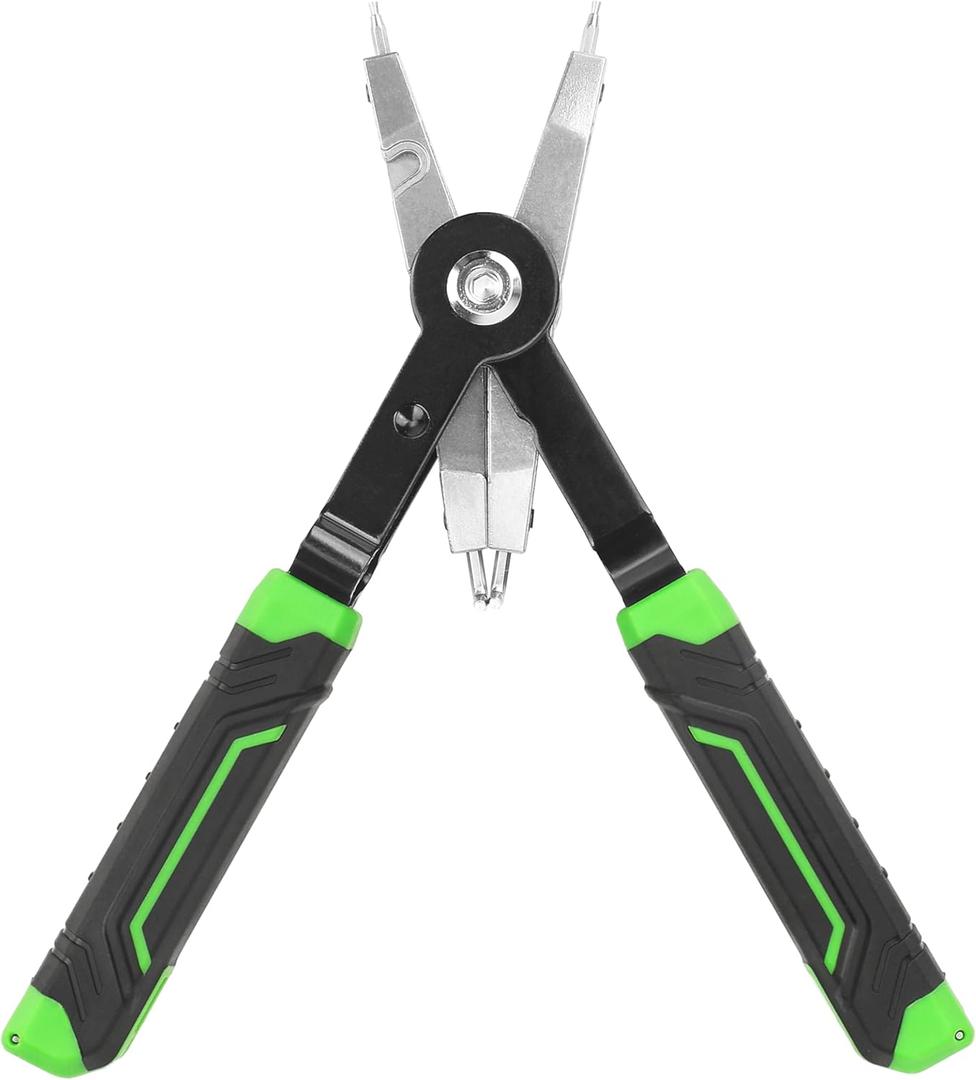 HURRICANE 8" Quick Turn Snap Ring Pliers with Interchangeable Tips, Straight and 90 Curved Tips, HRC40-45 Hardness, Includes 4 Pairs of Tips for Precision Work, Ideal for Car Repair & Construction