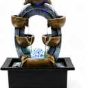 Desktop Water Fountain Indoor:6 Tier Cascading Waterfall with Spinning Orb & Chasing LED Lights, Small Zen Stone Fountain for Office Desk Bedroom Nightstand Relaxation, 13 Inch Tabletop Decor