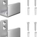SMARTSTANDARD 2 Pack Adjustable U Shape Barn Door Floor Guides, Wall Mounted Flexible Flush Bottom Guide, Sturdy Stainless Steel Material, Silver