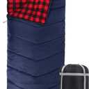REDCAMP Cotton Flannel Sleeping Bag for Camping Backpacking, Adults Cold Weather Envelope Sleeping Bags(Navy Blue)
