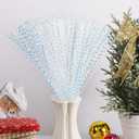 Suncalla 250 Pcs Glitter Christmas Tree Picks and Sprays 19.7 Inch Artificial Spiral Branches Ornaments Glittery Twigs Stems Ting Ting Picks for Xmas Tree Wreath Vase DIY(Iridescent White)