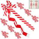 WILLBOND 8 Pcs Christmas Cabinet Ribbons Bows for Kitchen 78.8 Inch Red and White Large Christmas Door Ribbon Cabinet Bows for Gifts Xmas Tree Home Wall Furniture Party Decorations