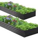 2PCS 9x3x1ft Galvanized Raised Garden Bed Kit,Metal Planter Box for Vegetables,Flowers,Herbs Durable Rust-Resistant Patio Gardening Beds,Black
