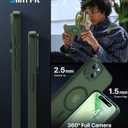 Magnetic for iPhone 15 Case,Upgraded [Full Camera Protection][Compatible with Magsafe][Military Grade Drop Protection] Shockproof Slim Translucent Matte Phone Case for iPhone 15,Forest Green