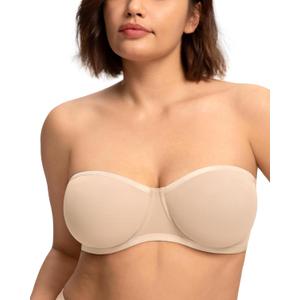 HSIA Strapless Bras for Women, Bella Convertible Minimizer Bra for Large Bust Unlined Underwire Balconette Bras 34DD