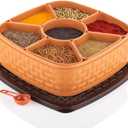 Plastic Square Multipurpose Masala/Spice/Dry Fruit Box Set 1 Piece- Brown (Masala Box -7 in 1)