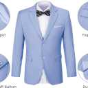 Men's 3 Piece Slim Fit Suit Set, Two Button Blazer Solid Suit Jacket Vest Pants Tuxedo Set for Wedding Prom (Blue, XXXL)