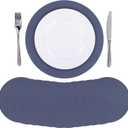 120 Pcs Navy Blue Paper Placemats, 13.5 Inch Disposable Scalloped Placemat Disposable Table Place Mats Decorative Paper for Birthday Wedding Banquet Thanksgiving Holiday Graduation Celebration Party