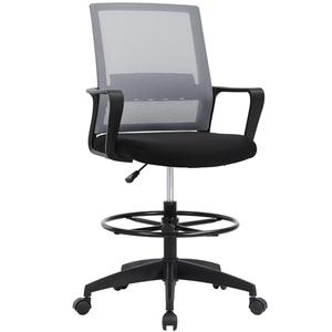 BestOffice Drafting Chair Tall Office Chair Adjustable Swivel Rolling Mesh Height with Lumbar Support Arms Footrest Mid Back for Adults Standing Desk Drafting Stool (Ashy)