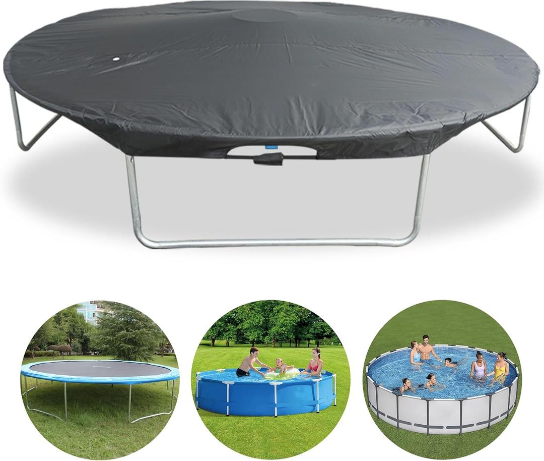 14 Ft Trampoline Cover 8-16 Ft Trampoline Winter Cover, Easy to Install Trampoline Protective Cover, Waterproof Trampoline Covers, Anti-UV, Snow, Dust-Proof Trampoline Weather Cover Blue (Black)
