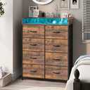 Amazon.com: Welfuturer Tall Dresser for Bedroom with Charge Station 8 Drawers Dresser with LED Lights Chest Organizer Units for Hallway Entryway Closets Sturdy Steel Frame Wood Top Easy Pull Handle Rustic Brown : Home & Kitchen