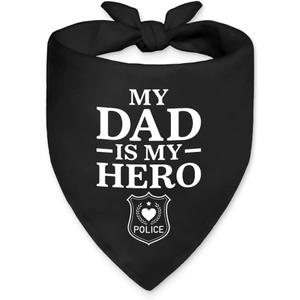 My Dad is My Hero Funny Dog Bandana, Police Academy Graduate Pet Bandana, Police Pet Gifts for Dog Dad, Policeman Pet Scarf Accessories for Party, Graduation Birthday Gifts for Men Dogs Owners