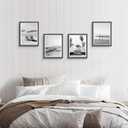 Framed Beach Wall Art Bedroom: Modern Black and White Living Room Tropical Ocean Wave Scene Picture Relaxing Bathroom Coastal Sea Landscape Painting Print 11x14 Vertical Seascape Artwork