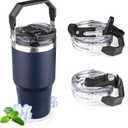 20oz Tumbler with Handle and Flip Straw Lid Double Wall Insulated Travel Coffee Mug Stainless Steel Vacuum Insulated Coffee Tumbler Cup for Hot and Cold Beverages Leak-proof&BPA-free (20oz,Navy blue)