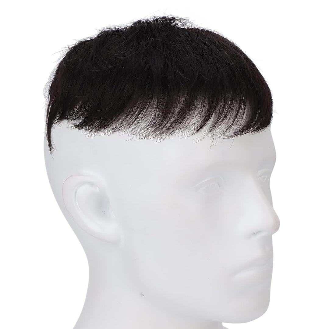 Toupee for Men, Thin Black Straight Short Mens Hair Pieces Fine Realistic Soft Mens Wigs, Easy and Comfortable to Use, for Men, Hair Replacement,Parties, Halloween, Cosplay, Gifts, Daily Life